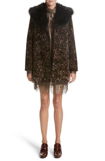 Women's Marc Jacobs Faux Fur Trim Corduroy Coat