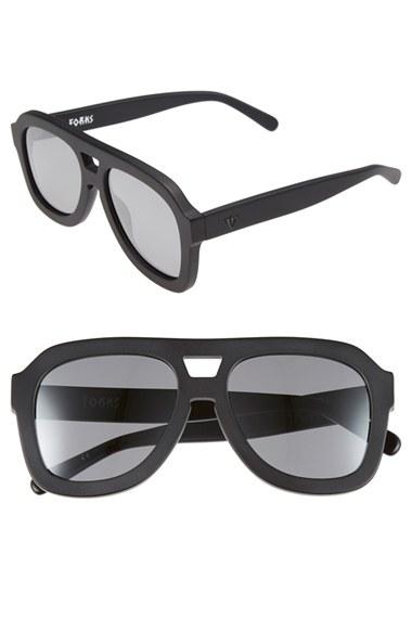 Women's Valley 'forks' 54mm Aviator Sunglasses - Matte Black