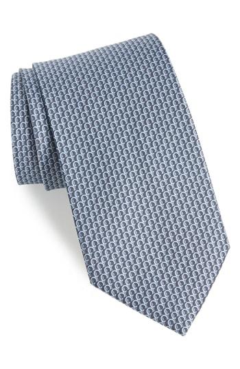 Men's Salvatore Ferragamo Filo Print Silk Tie, Size - Grey
