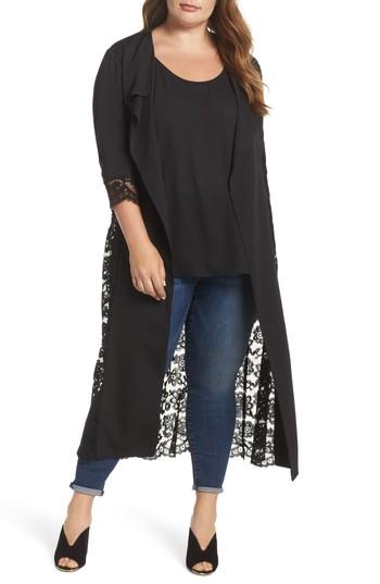 Women's Elvi The Syrin Lace Back Trench Coat Us / 10 Uk - Black