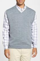 Men's Cutter & Buck 'douglas' Merino Wool Blend V-neck Sweater Vest - Metallic (online Only)