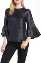 Women's Trouve Sequin Bell Sleeve Top, Size - Blue