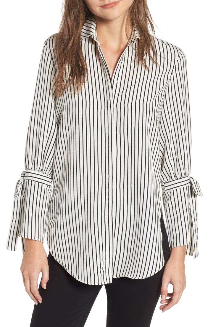 Women's Bishop + Young Stripe Tie Sleeve Blouse