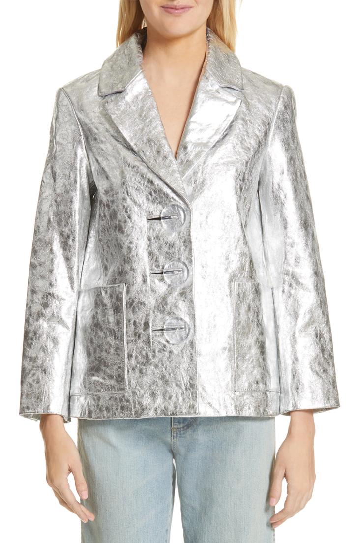 Women's Simon Miller Dawes Crackled Leather Jacket - Metallic
