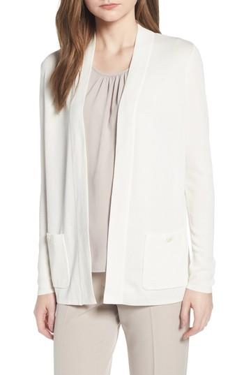Women's Anne Klein Patch Pocket Cardigan, Size - White