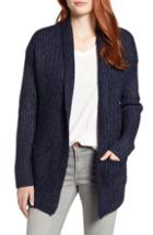 Women's Caslon Fluffy Ribbed Long Sleeve Cardigan - Grey
