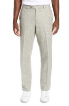 Men's Nordstrom Men's Shop Flat Front Melange Linen Trousers X - Grey