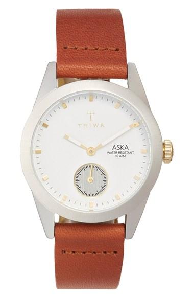 Women's Triwa 'aska' Leather Strap Watch, 32mm