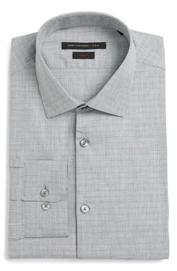 Men's John Varvatos Star Usa Slim Fit Plaid Dress Shirt L - Grey