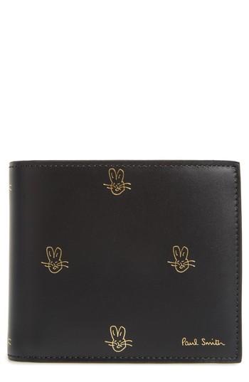 Men's Paul Smith Doodles Leather Billfold Wallet - Black