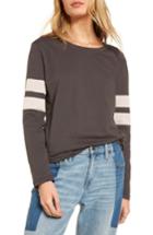 Women's Treasure & Bond Varsity Stripe Cotton Tee - Grey