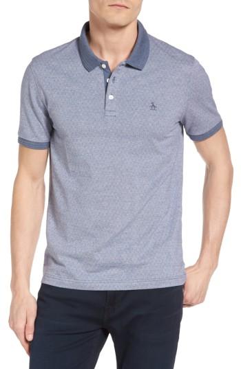 Men's Original Penguin Bird's Eye Dobby Polo, Size - Blue