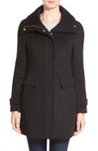 Women's Cole Haan Signature Stand Collar Wool Blend Coat - Black