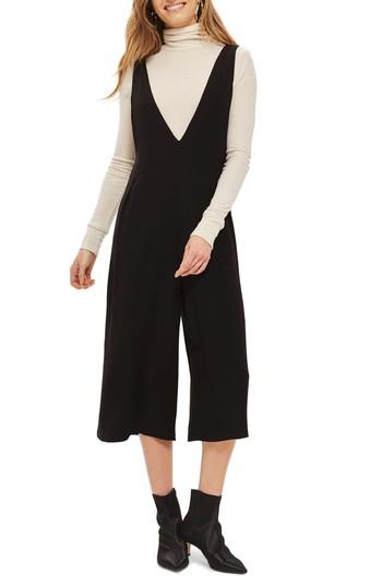 Women's Topshop Lace Back Jumpsuit Us (fits Like 0-2) - Black