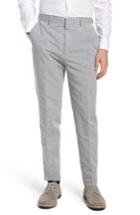 Men's Boss Pirko Flat Front Linen & Cotton Trousers R - Grey