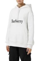 Women's Burberry Pelorus Archive Logo Embroidered Hoodie, Size - White