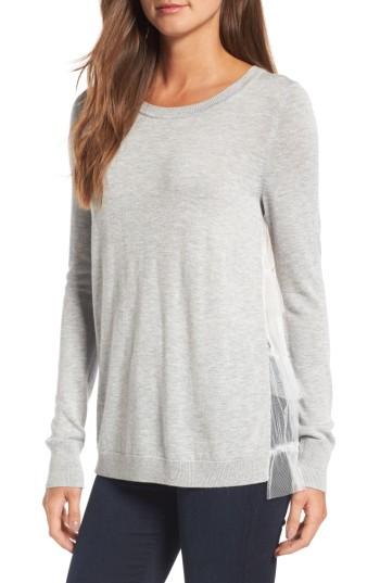 Women's Chelsea28 Tulle Back Sweater, Size - Grey