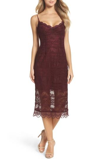 Women's Nsr Floral Lace Slipdress - Burgundy