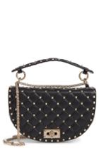 Valentino Garavani Rockstud Spike Leather Saddle Bag - Black