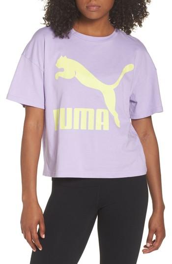Women's Puma Classics Logo Tee, Size - Purple