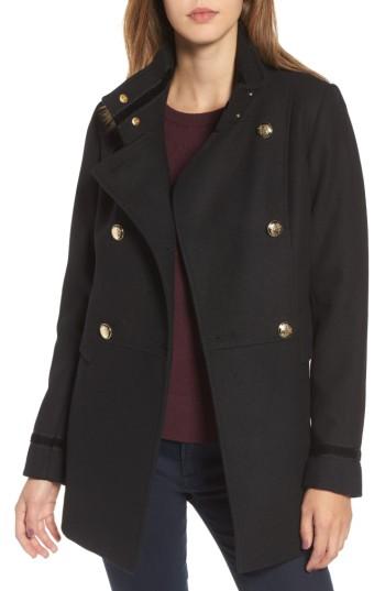 Women's Vince Camuto Wool Blend Military Coat - Black