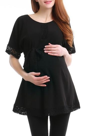 Women's Kimi And Kai Paige Lace Trim Maternity Tunic - Black