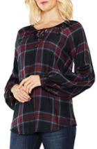 Women's Two By Vince Camuto Serenade Plaid Tie-neck Top, Size - Grey