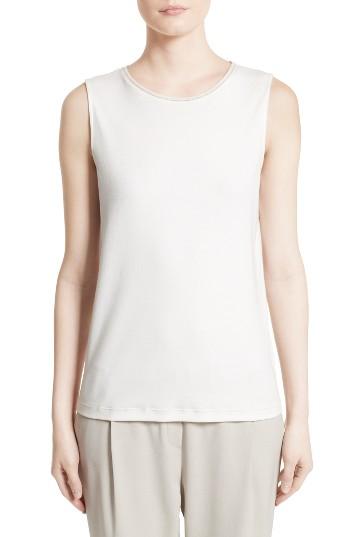 Women's Fabiana Filippi Beaded Stretch Cotton Tank Us / 38 It - White