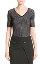 Women's Armani Collezioni Check Jacquard Sweater Us / 44 It - Black