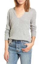 Women's Socialite Ribbed Split Neck Sweater - Grey