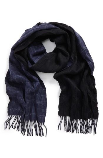 Men's John Varvatos Star Usa Double Face Windowpane Wool Scarf, Size - Blue