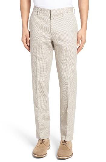 Men's Bonobos Flat Front Houndstooth Linen & Cotton Trousers