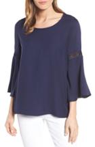 Women's Pleione Lace Inset Bell Sleeve Blouse - Blue