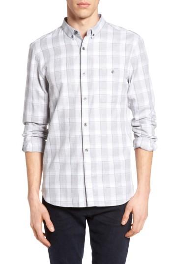 Men's French Connection Lifeline Check Sport Shirt - Grey