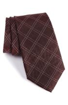 Men's Calibrate Plaid Silk Tie, Size - Red