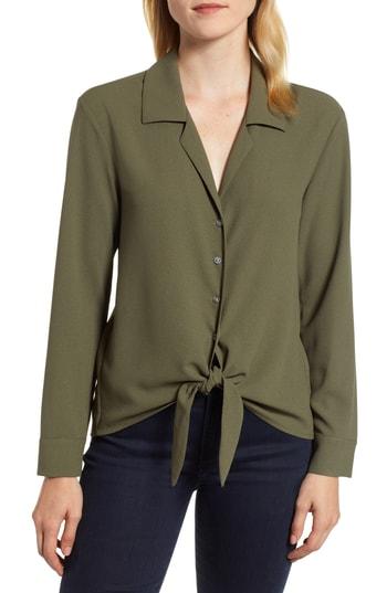 Women's 1.state Tie Front Blouse, Size - Green