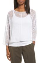 Women's Eileen Fisher Organic Linen Crop Sweater, Size - White