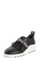 Women's Miu Miu Perforated Platform Sneaker Us / 34eu - Black