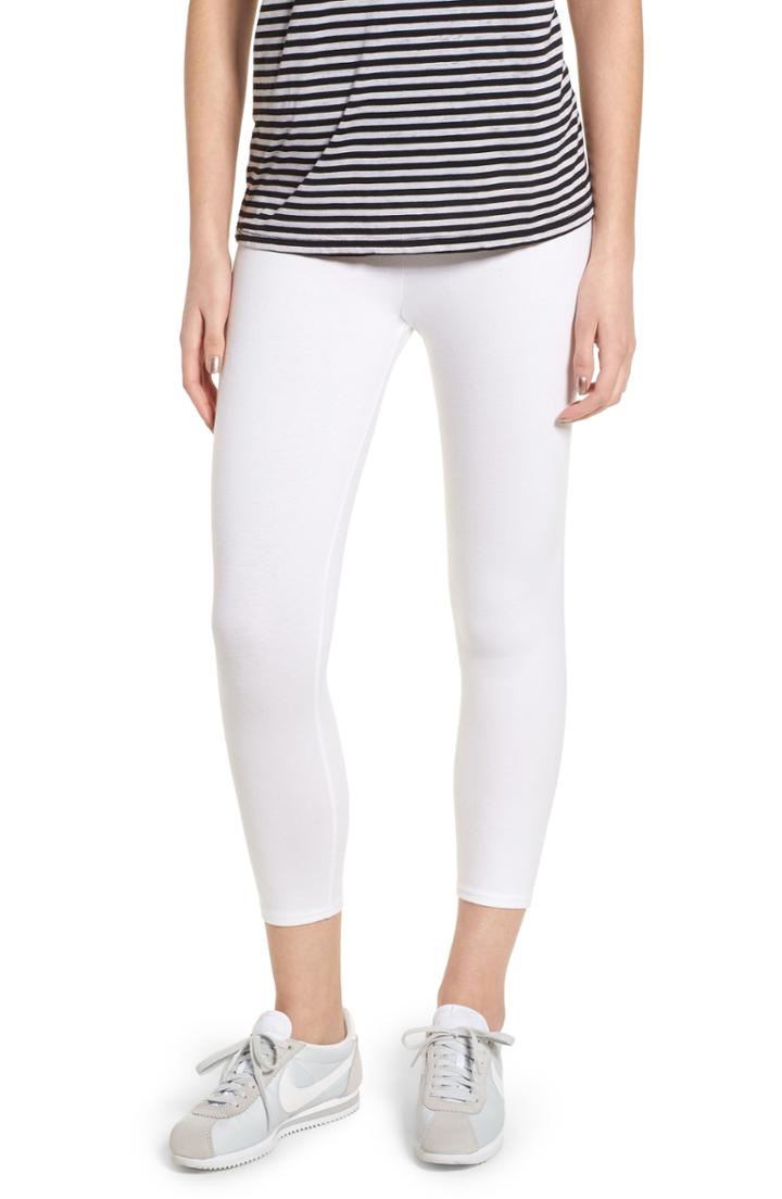 Women's Nordstrom High Waist Crop Leggings, Size - White