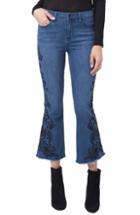 Women's Liverpool Hannah Embroidered Crop Flare Raw Hem Jeans - Blue