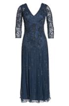 Women's Pisarro Nights Beaded Mesh Tea Length Dress - Blue