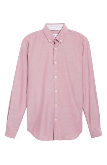 Men's Lacoste Button-down Sport Shirt Eu - Red