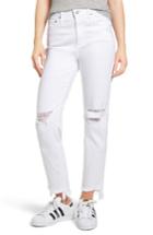 Women's Ag The Phoebe High Waist Ripped Straight Leg Jeans - White