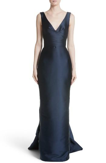 Women's Monique Lhuillier Satin Sheath Gown