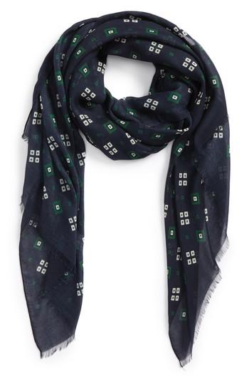 Men's Drakes Geometric Print Scarf, Size - Blue