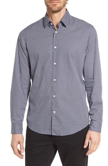 Men's Boss Lukas Regular Fit Print Sport Shirt - Blue