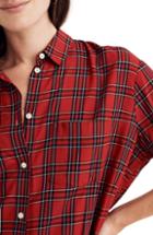 Women's Madewell Tartan Plaid Oversize Ex-boyfriend Shirt, Size - Red