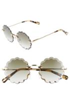 Women's Chloe Rosie 60mm Scalloped Rimless Sunglasses - Gold/ Gradient Khaki