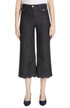 Women's Red Valentino Scallop Hem Crop Wide Leg Jeans Us / 36it - Blue