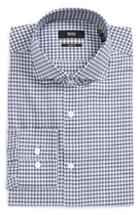 Men's Boss Mark Sharp Fit Check Dress Shirt L - Grey